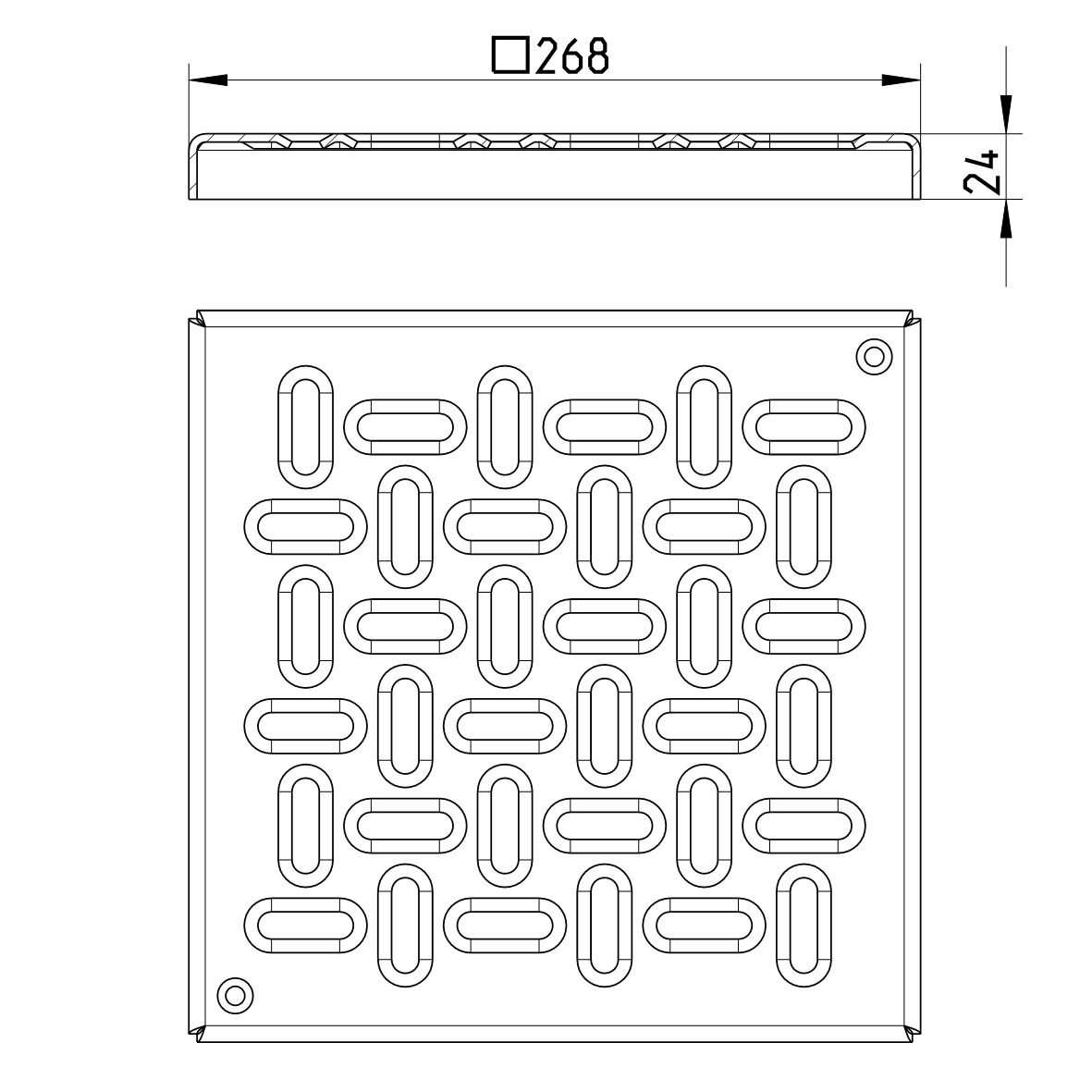 Line drawing of a grating from the series Grating-Drain-300.